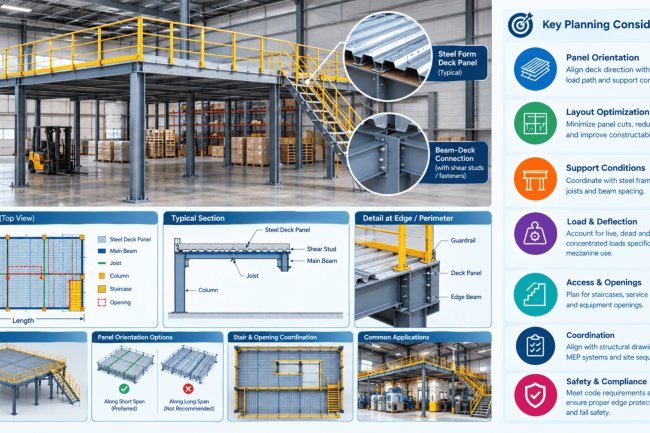 Steel Form Deck Layout Planning for Mezzanine Structures