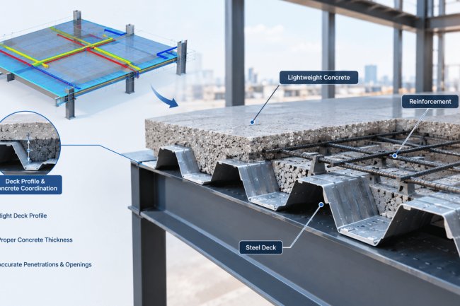 Steel Deck Coordination for Lightweight Concrete Slabs