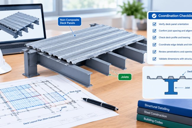 Non-Composite Deck Layout Coordination with Joists