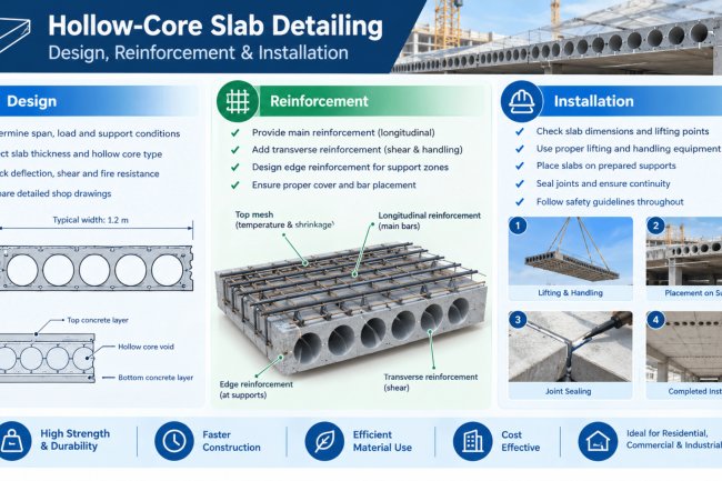 Hollow-Core Slab Detailing: Design, Reinforcement & Installation