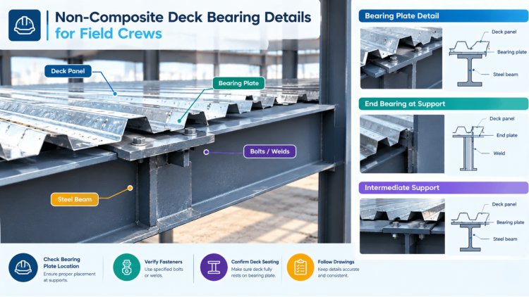 Non-Composite Deck Bearing Details for Field Crews
