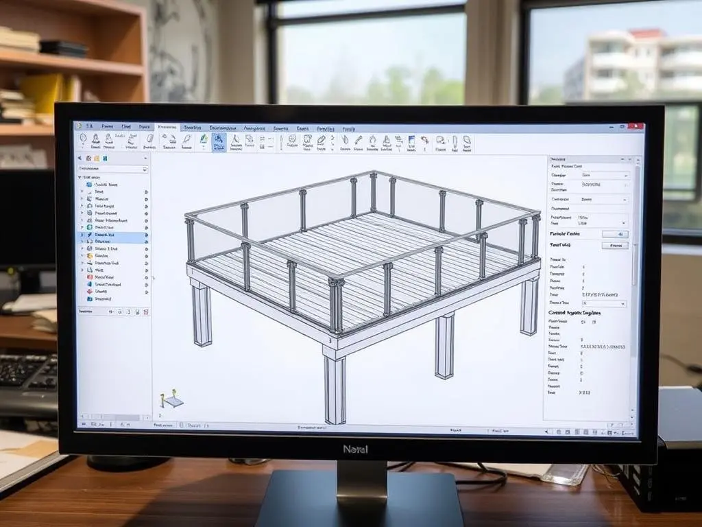 3D modeling software showing detailed deck design