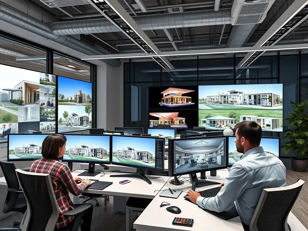 Expert team working on 3D rendering and walkthrough services