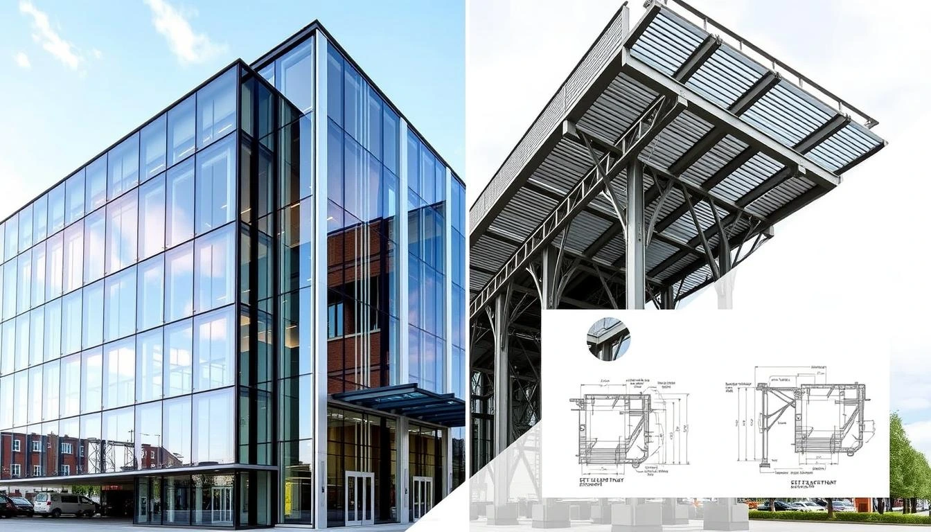 Commercial office building project showcasing complex structural steel detailing by Consac