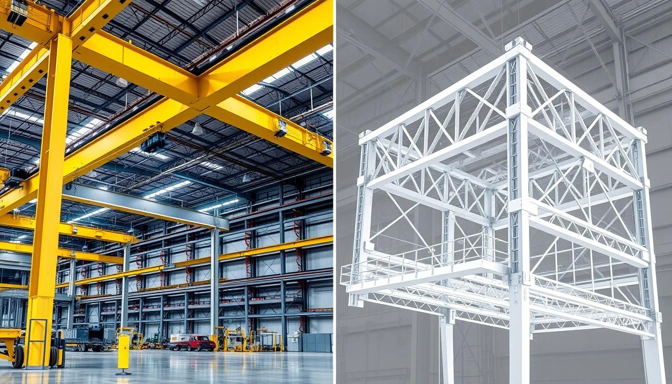 Industrial manufacturing facility with complex steel support systems detailed by Consac